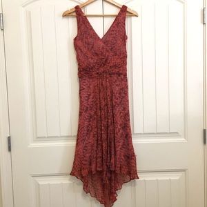 London Times Womens 100% Silk Dress Size 2 V-Neck Sleeveless Hi-Low Empire Waist